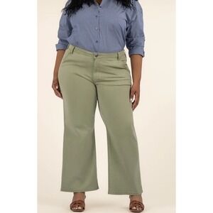 NWT KUT From The Kloth Pants Womens Sz 22W Olive High Rise Meg Wide Leg Stretch